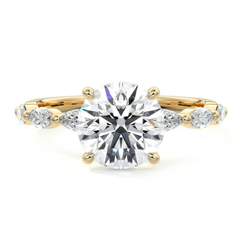Valentina - Round Yellow Gold Engagement Ring Detail View | Nura Lab