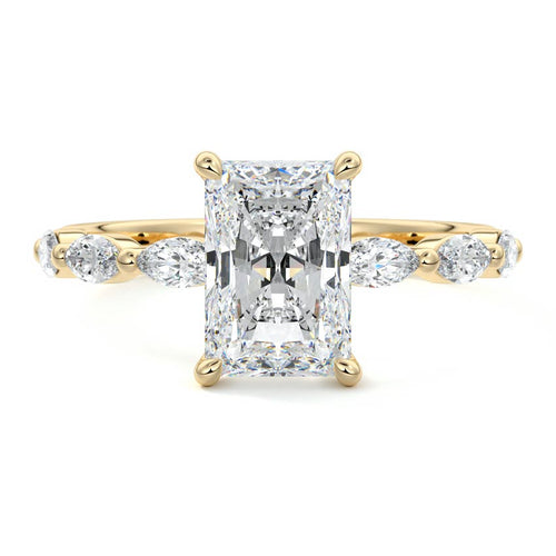 Valentina - Radiant Yellow Gold Engagement Ring Detail View | Nura Lab