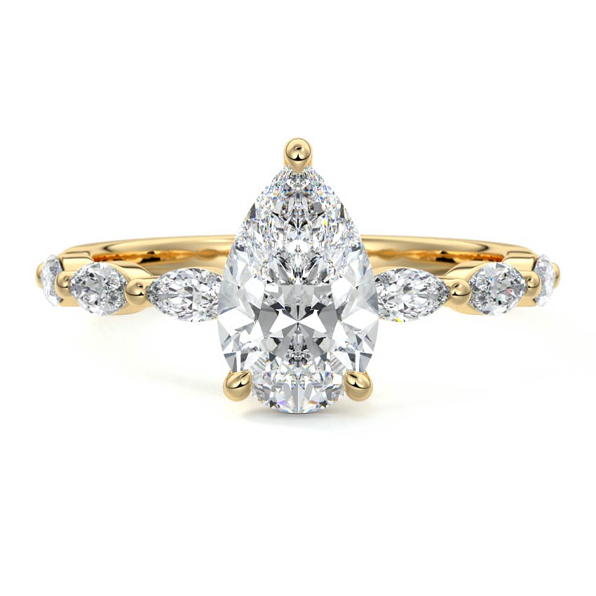 Valentina - Pear Yellow Gold Lab Grown Diamond Engagement Ring | Nura Lab