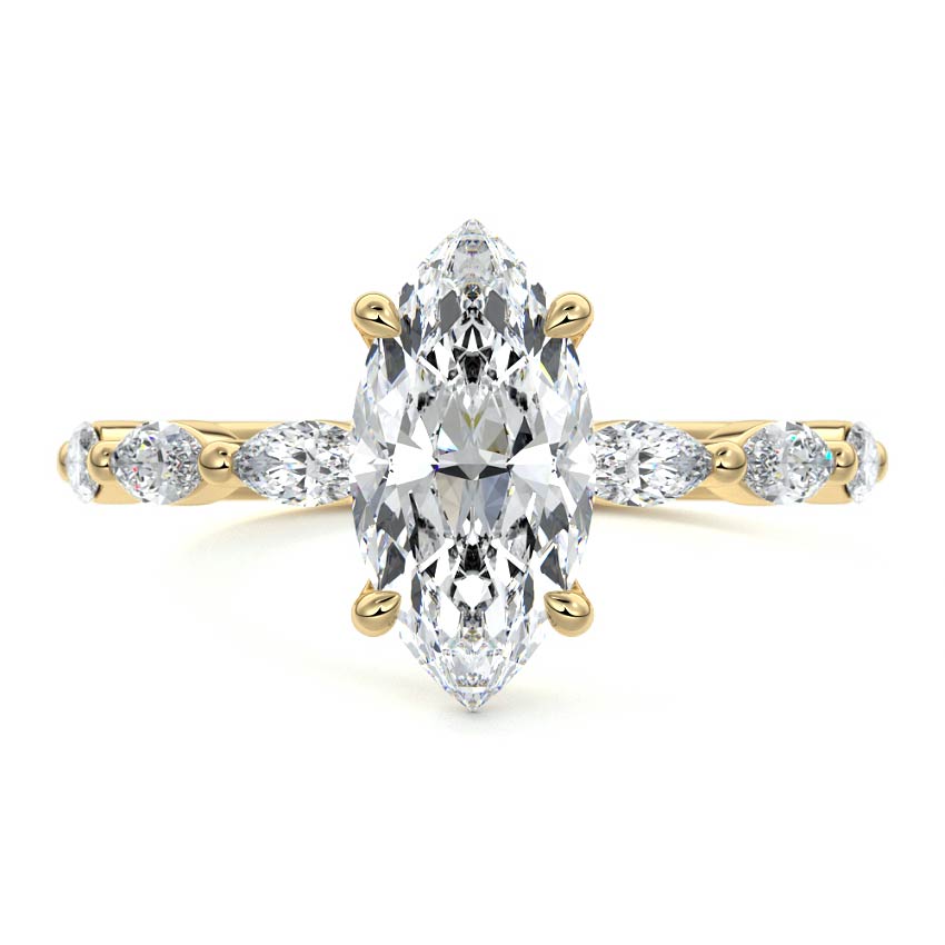Valentina - Marquise Yellow Gold Lab Grown Diamond Engagement Ring | Nura Lab