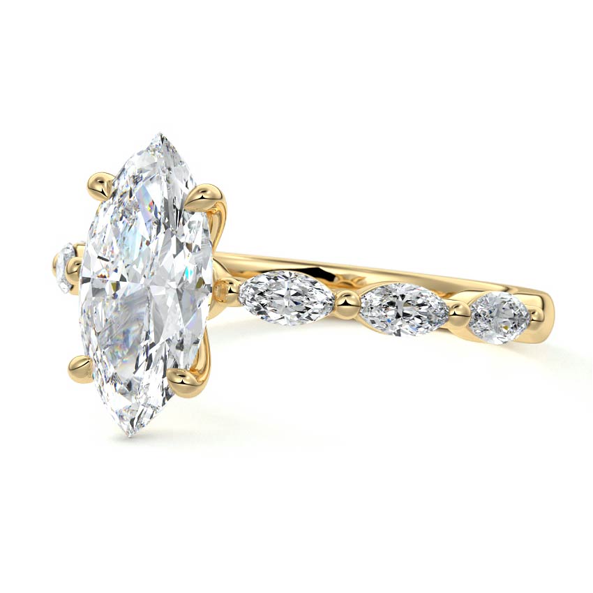Valentina - Marquise Yellow Gold Engagement Ring Profile View | Nura Lab