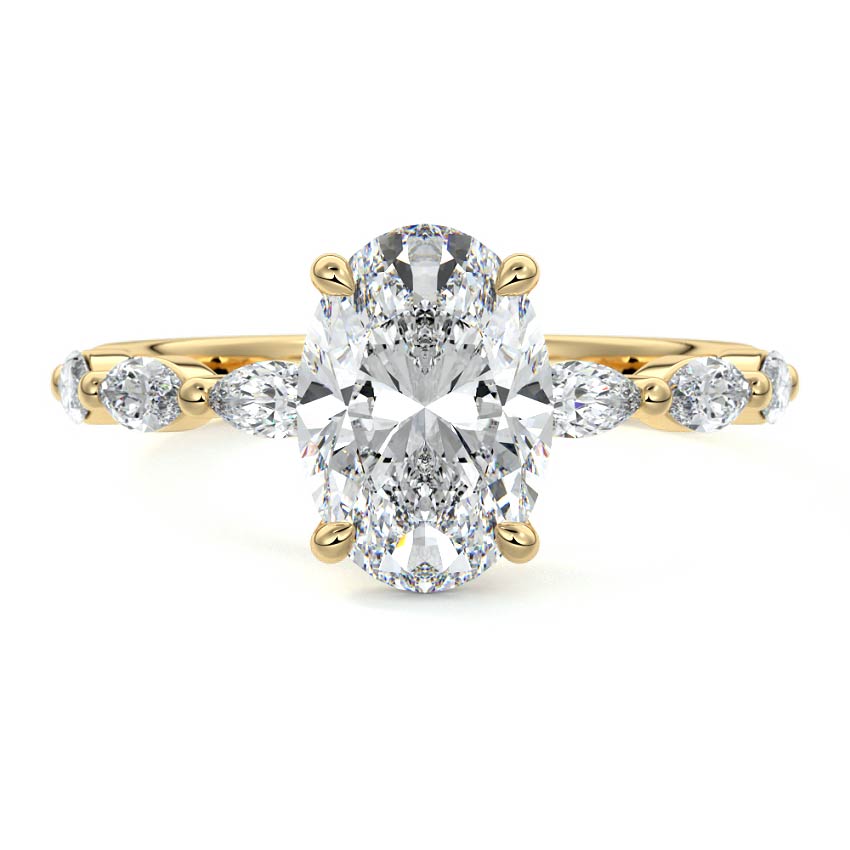 Valentina - Oval Yellow Gold Lab Grown Diamond Engagement Ring | Nura Lab