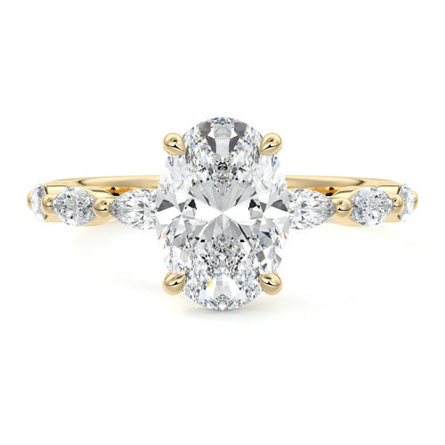 Valentina - Oval Yellow Gold Lab Grown Diamond Engagement Ring | Nura Lab