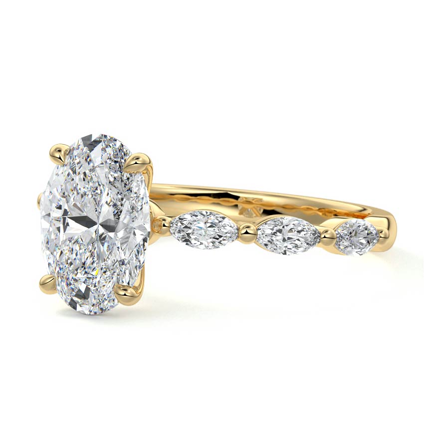Valentina - Oval Yellow Gold Lab Grown Diamond Engagement Ring | Nura Lab