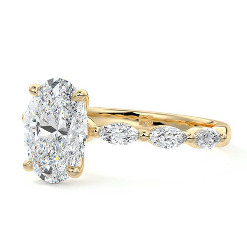 Valentina - Oval Yellow Gold Lab Grown Diamond Engagement Ring | Nura Lab
