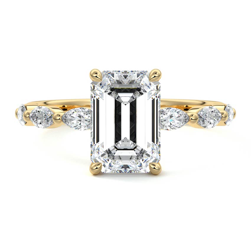 Valentina - Emerald Cut Yellow Gold Lab Grown Diamond Engagement Ring | Nura Lab