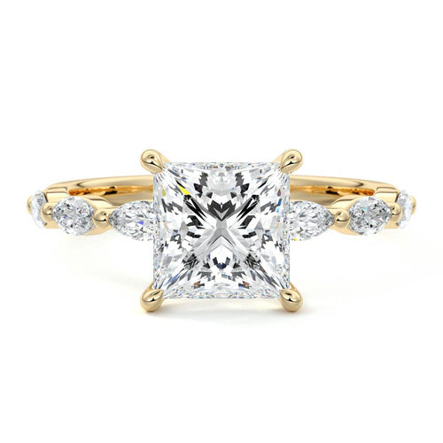 Valentina - Princess Yellow Gold Lab Grown Diamond Engagement Ring | Nura Lab