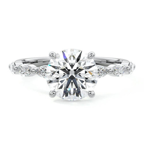 Valentina - Round White Gold Lab Grown Diamond Engagement Ring | Nura Lab