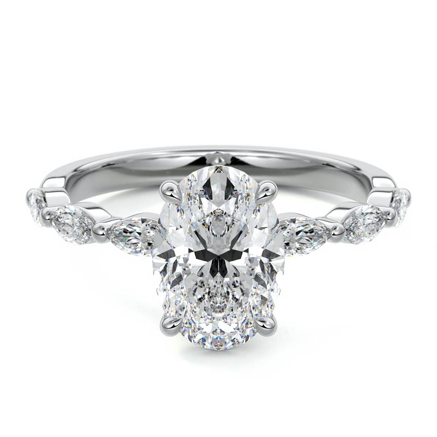 Valentina - Oval White Gold Lab Grown Diamond Engagement Ring | Nura Lab