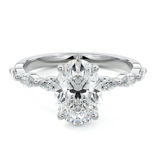 Valentina - Oval White Gold Lab Grown Diamond Engagement Ring | Nura Lab