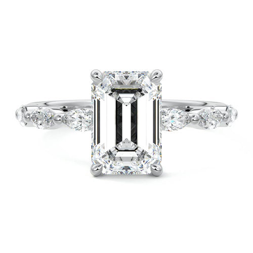 Valentina - Emerald Cut White Gold Lab Grown Diamond Engagement Ring | Nura Lab