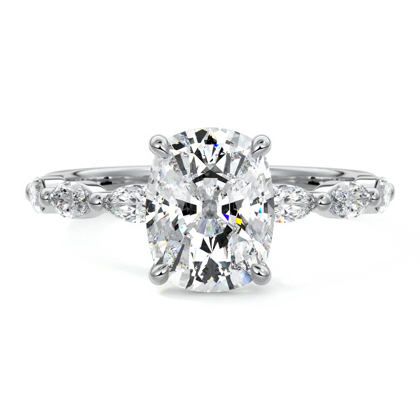 Valentina - Cushion White Gold Lab Grown Diamond Engagement Ring | Nura Lab