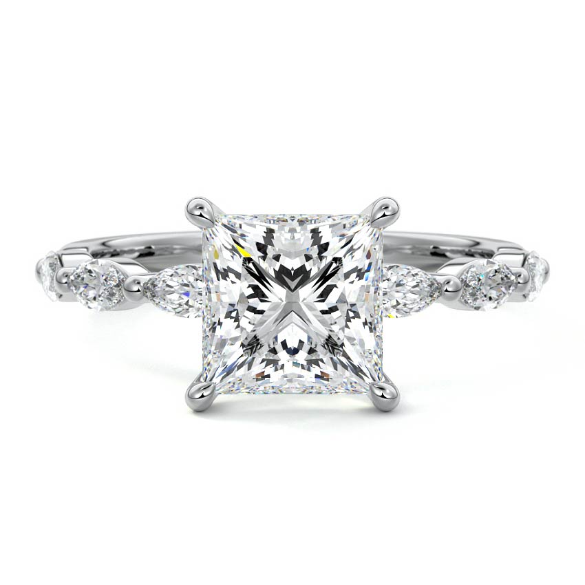 Valentina - Princess White Gold Lab Grown Diamond Engagement Ring | Nura Lab
