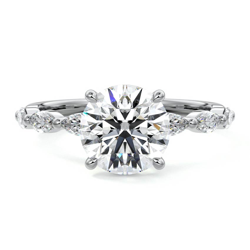 Valentina round side stone lab grown diamond engagement ring in platinum