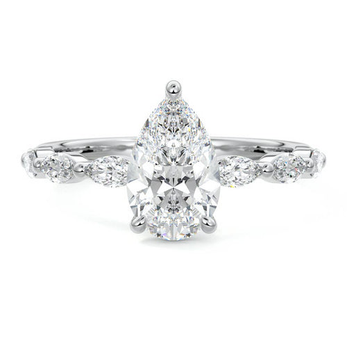 Valentina - Pear Platinum Lab Grown Diamond Engagement Ring | Nura Lab