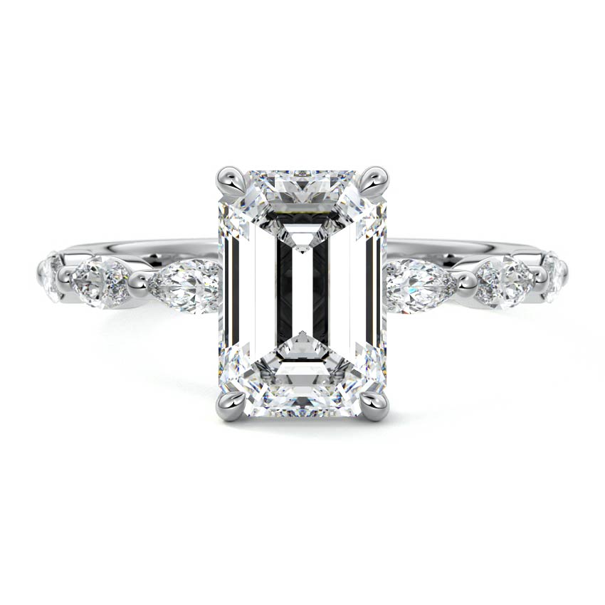 Valentina - Emerald Cut Platinum Lab Grown Diamond Engagement Ring | Nura Lab
