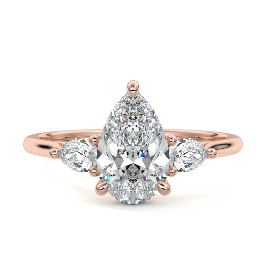 Veda - Pear Rose Gold Lab Grown Diamond Engagement Ring | Nura Lab