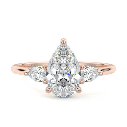 Veda - Pear Rose Gold Lab Grown Diamond Engagement Ring | Nura Lab