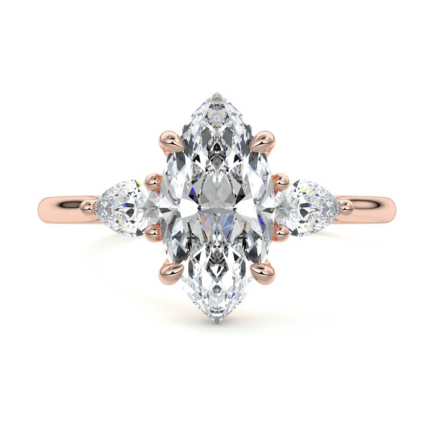 Veda - Marquise Rose Gold Lab Grown Diamond Engagement Ring | Nura Lab