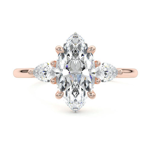 Veda - Marquise Rose Gold Lab Grown Diamond Engagement Ring | Nura Lab