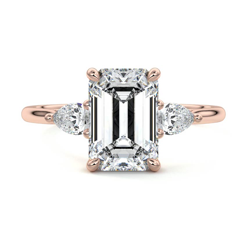 Veda - Emerald Cut Rose Gold Lab Grown Diamond Engagement Ring | Nura Lab
