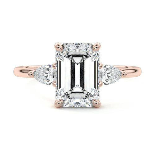 Veda - Emerald Cut Rose Gold Lab Grown Diamond Engagement Ring | Nura Lab