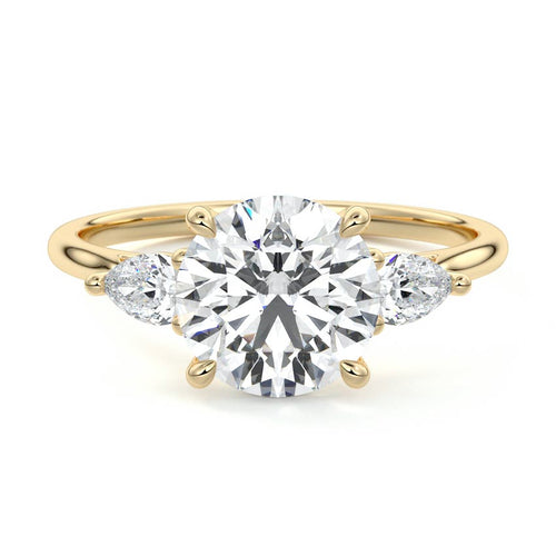 Veda - Round Yellow Gold Lab Grown Diamond Engagement Ring | Nura Lab