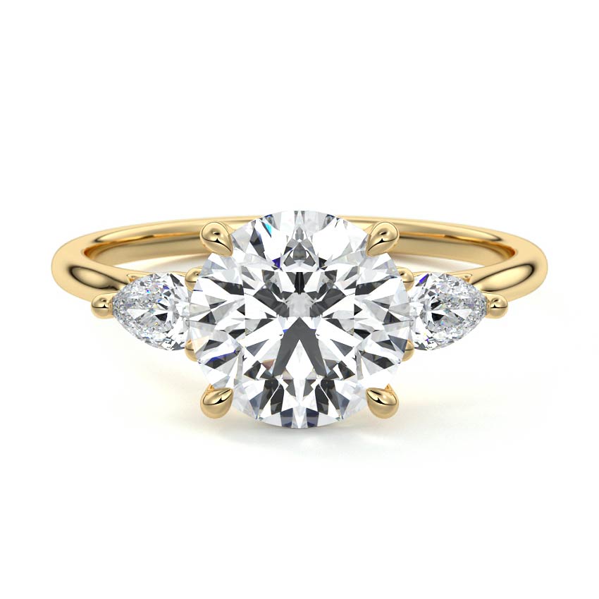 Veda - Round Yellow Gold Lab Grown Diamond Engagement Ring | Nura Lab