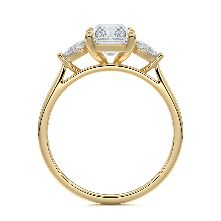 Veda - Radiant Yellow Gold Engagement Ring Side View | Nura Lab