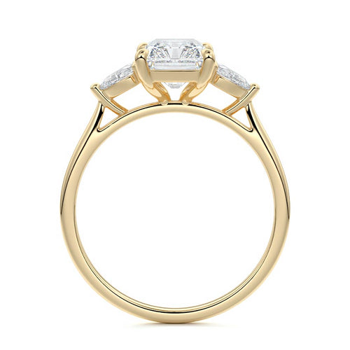 Veda - Radiant Yellow Gold Engagement Ring Side View | Nura Lab