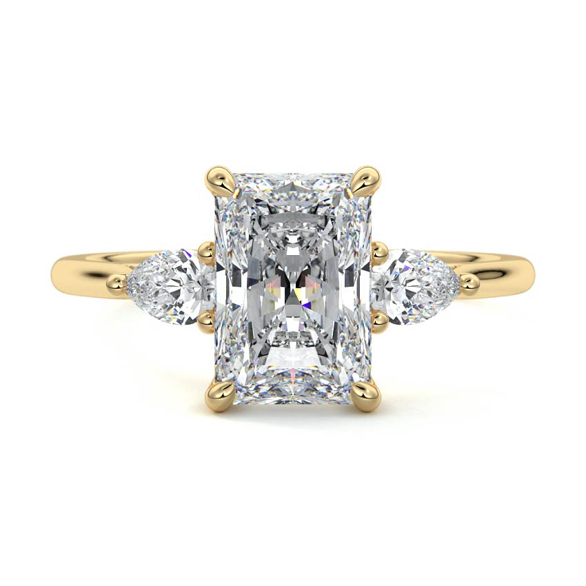 Veda - Radiant Yellow Gold Engagement Ring Detail View | Nura Lab