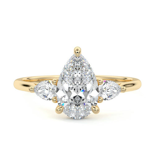 Veda - Pear Yellow Gold Lab Grown Diamond Engagement Ring | Nura Lab