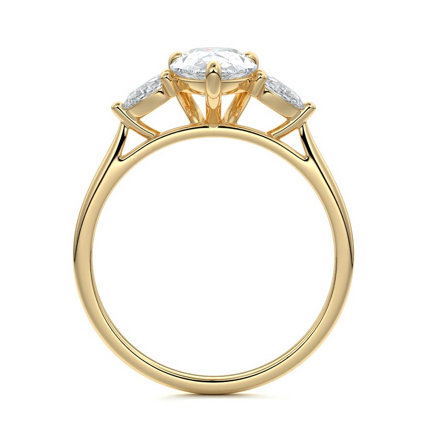 Veda - Pear Yellow Gold Engagement Ring Side View | Nura Lab