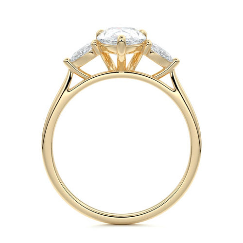 Veda - Pear Yellow Gold Engagement Ring Side View | Nura Lab