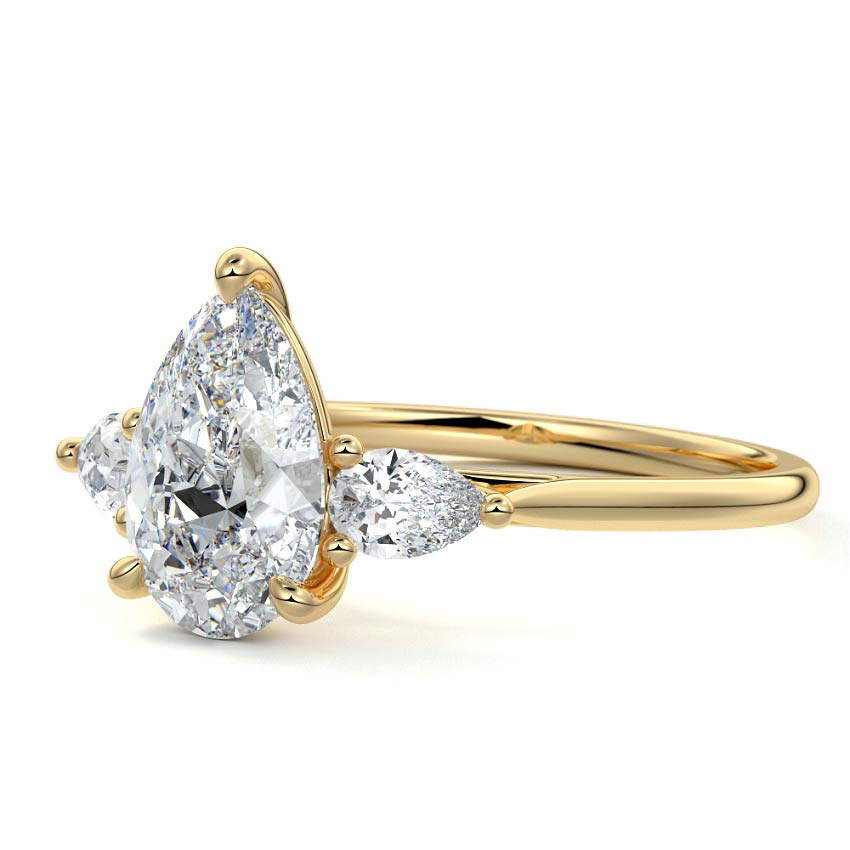 Veda - Pear Yellow Gold Engagement Ring Profile View | Nura Lab