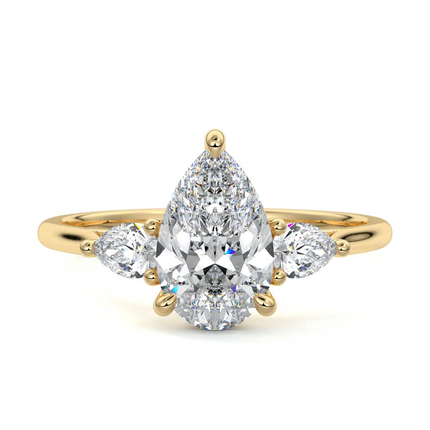Veda - Pear Yellow Gold Engagement Ring Detail View | Nura Lab