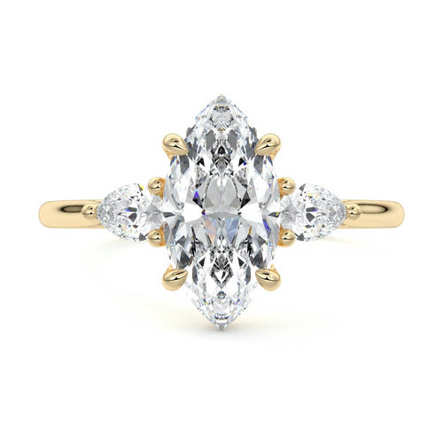 Veda - Marquise Yellow Gold Lab Grown Diamond Engagement Ring | Nura Lab