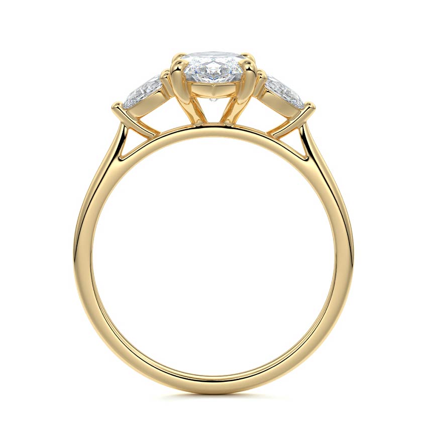 Veda - Marquise Yellow Gold Engagement Ring Side View | Nura Lab