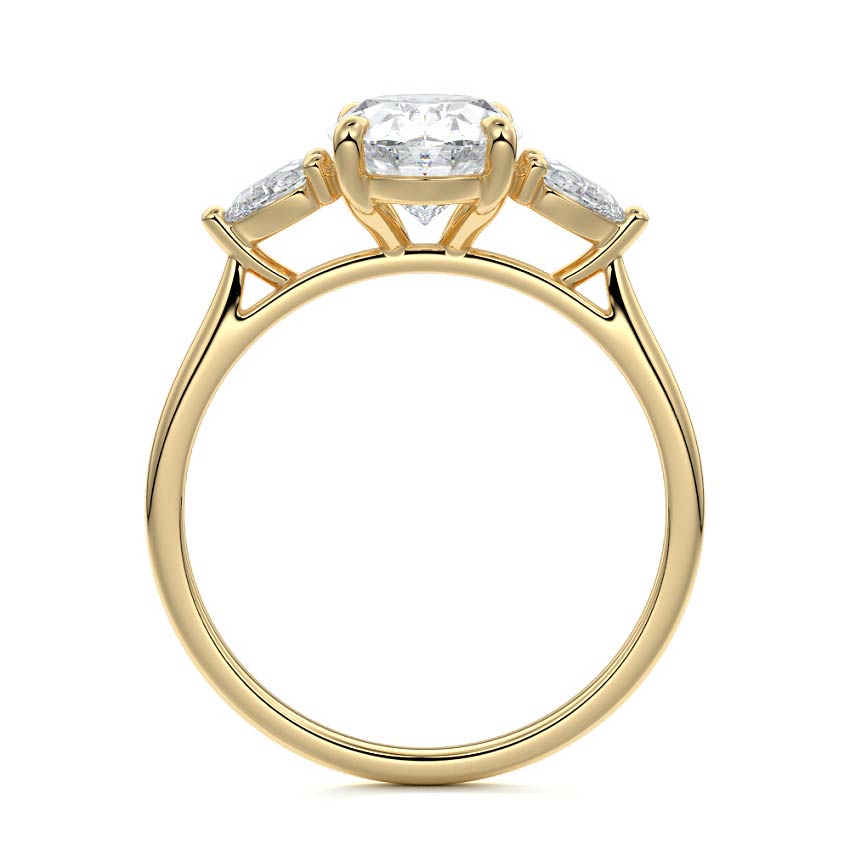 Veda - Oval Yellow Gold Engagement Ring Side View | Nura Lab