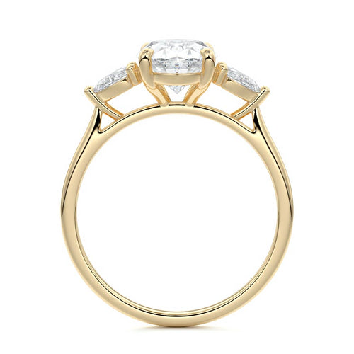 Veda - Oval Yellow Gold Engagement Ring Side View | Nura Lab