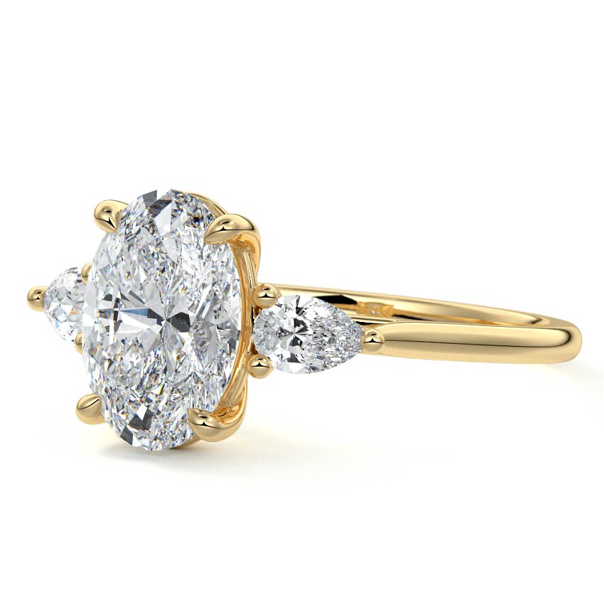 Veda - Oval Yellow Gold Engagement Ring Profile View | Nura Lab