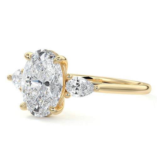 Veda - Oval Yellow Gold Engagement Ring Profile View | Nura Lab