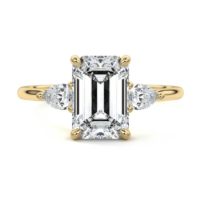 Veda - Emerald Cut Yellow Gold Lab Grown Diamond Engagement Ring | Nura Lab