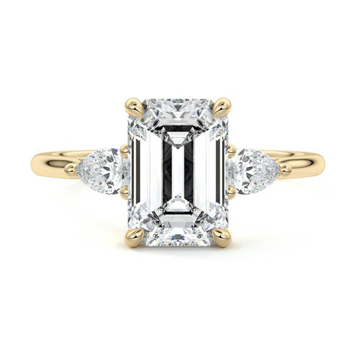 Veda - Emerald Cut Yellow Gold Lab Grown Diamond Engagement Ring | Nura Lab