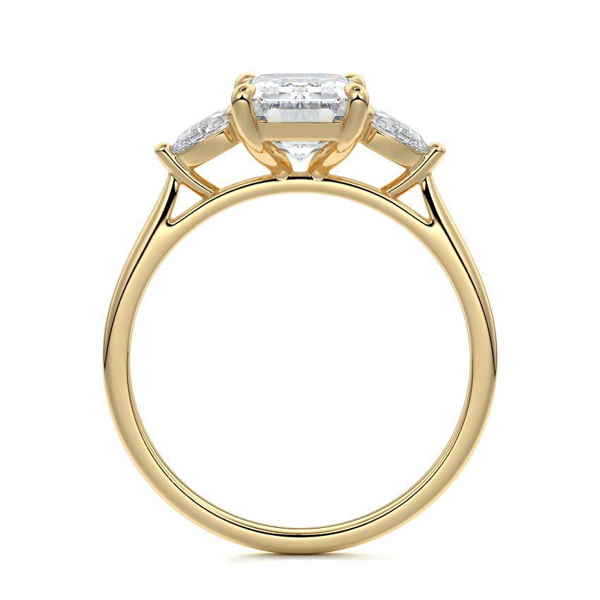 Veda - Emerald Cut Yellow Gold Engagement Ring Side View | Nura Lab