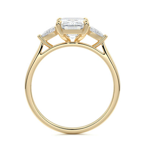 Veda - Emerald Cut Yellow Gold Engagement Ring Side View | Nura Lab