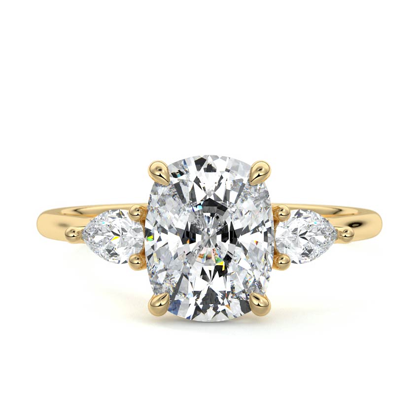Veda - Cushion Yellow Gold Lab Grown Diamond Engagement Ring | Nura Lab
