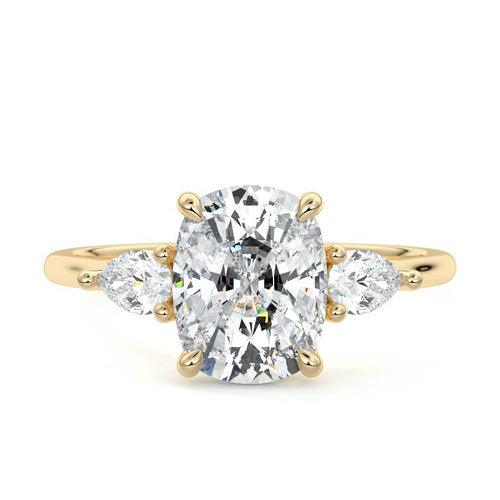 Veda - Cushion Yellow Gold Lab Grown Diamond Engagement Ring | Nura Lab