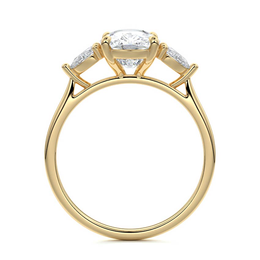 Veda - Cushion Yellow Gold Engagement Ring Side View | Nura Lab
