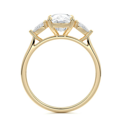 Veda - Cushion Yellow Gold Engagement Ring Side View | Nura Lab
